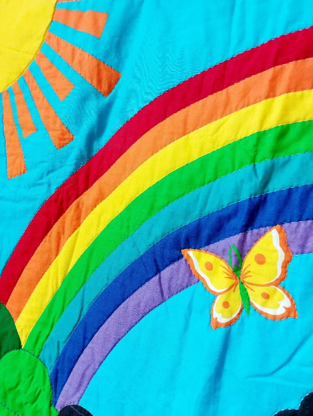 90s Rainbow Zebra Baby Quilt Wallhang Cranston Print Works Excentric Psychedelic